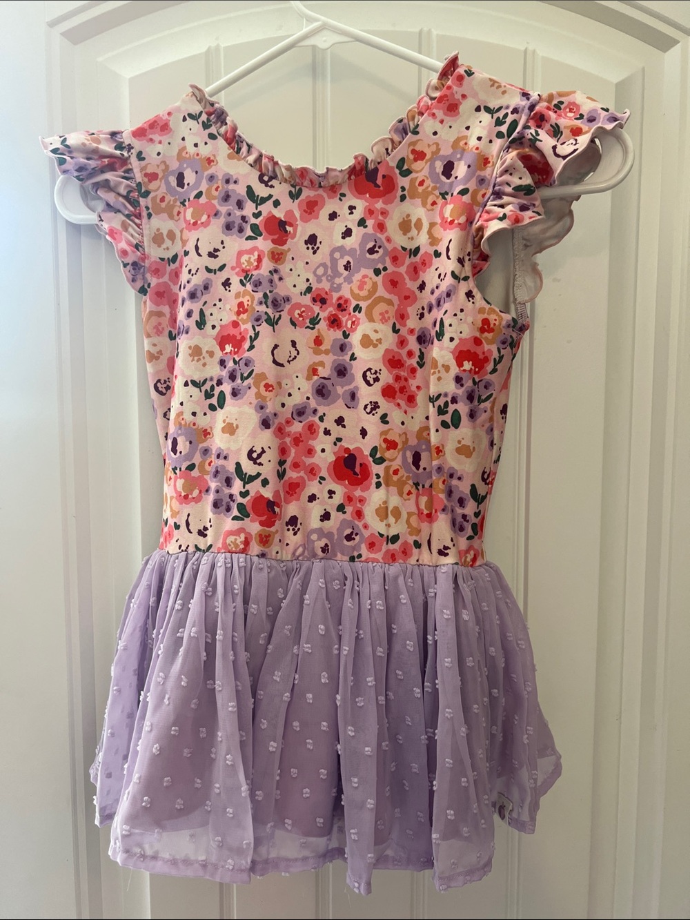 Cheeky Plum floral pink and lavender leotard 8y